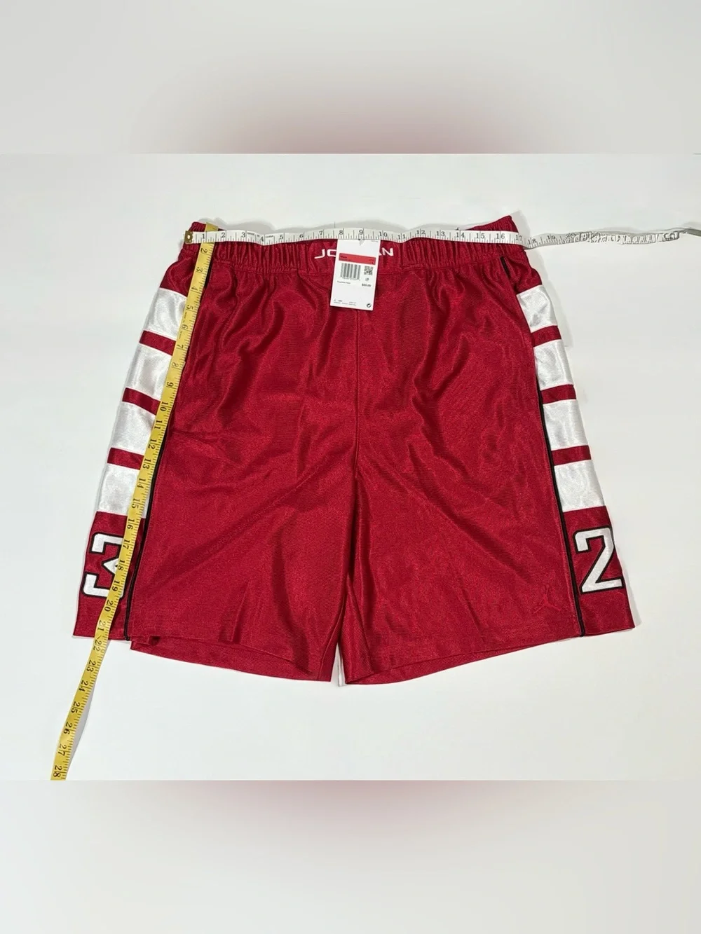 Jordan Brooklyn cat scratch Men's Basketball Shorts Red with White Side Stripes